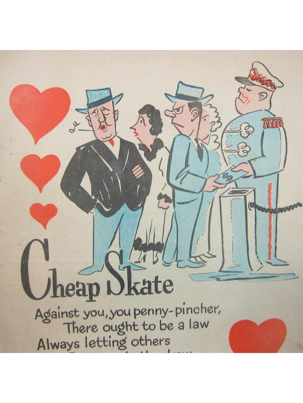Vintage Vinegar Valentine CheapSkate Penny Dreadful Sarcasm Insult Poem Ephemera - Picture 8 of 12